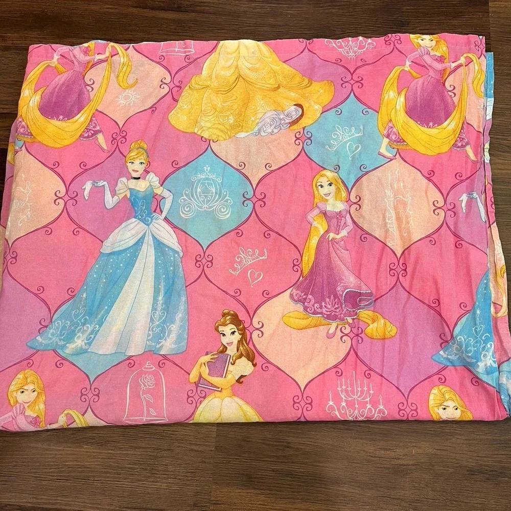 Disney Princess Twin Sized Flat Sheet Only Cinderella Belle Rapunzel Fabric